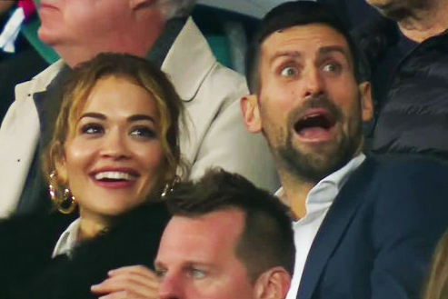 Novak Djokovic’ ‘looks like he’s been caught out’ as he’s spotted sat with Rita Ora at Rugby World Cup final