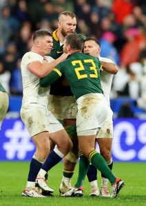 Owen Farrell clashes with South Africa ace as brawl erupts after England come agonisingly close to Rugby World Cup final