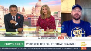 Tyson Fury leaves Kate Garraway in stitches during chat about ‘love handles’ live on GMB ahead of Francis Ngannou fight