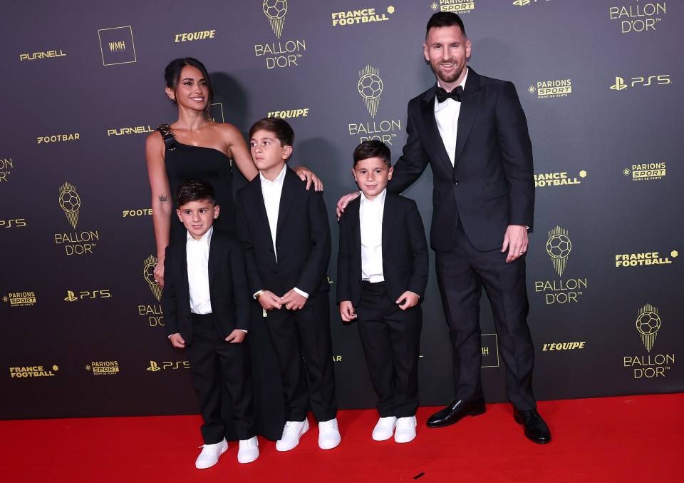 Lionel Messi arrives at Ballon d’Or with wife Antonela and his three kids as Jude Bellingham rocks up in flares