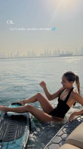 Former Premier League Wag and ‘world’s hottest woman’ shows off her figure in swimsuit as she wakeboards in Dubai