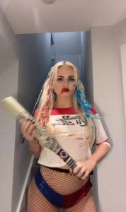 Boob-flashing boxer Daniella Hemsley dresses up as Harley Quinn in daring cut-out outfit