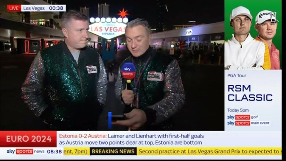 Sky Sports F1 presenters wear bizarre outfits and are dubbed ‘bouncers from the Wizard of Oz’ live on TV at Vegas GP