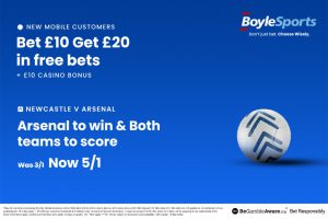 Newcastle vs Arsenal: Get £20 free bets and £10 casino bonus with BoyleSports, plus 5/1 price boost