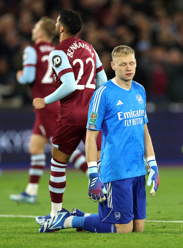 Arsenal fans say ‘we all know why Mikel Arteta dropped Aaron Ramsdale now’ after horror blunder in West Ham mauling