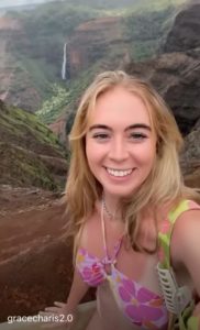 Grace Charis shows off intimate sunburn lines in very revealing top as golf influencer takes trip to ‘Jurassic Park’