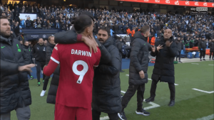 Darwin Nunez pulled back from heated spat with Pep Guardiola after Man City draw with Liverpool