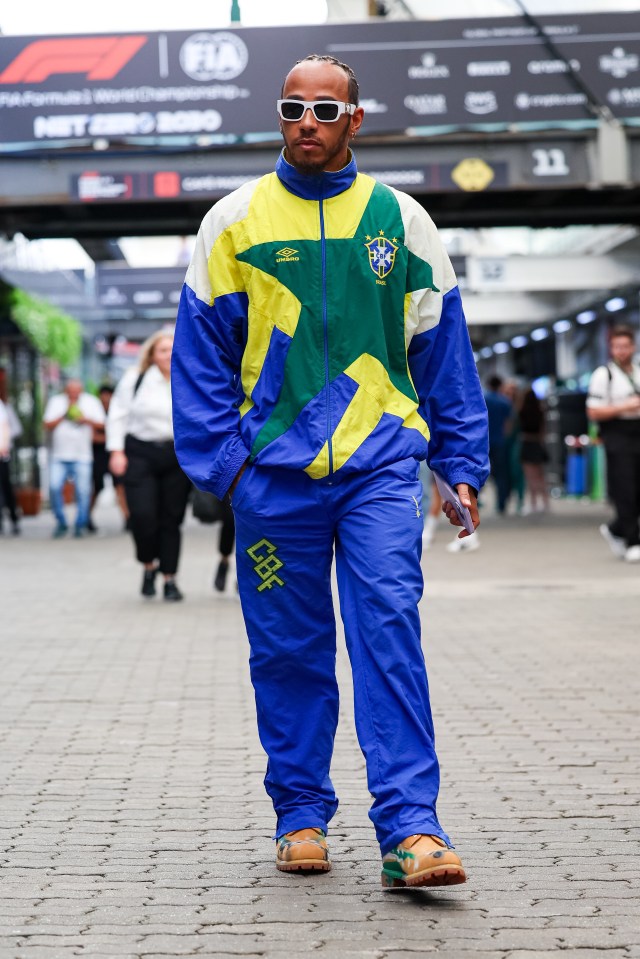 F1 fans ask ‘is he single’ as Lewis Hamilton rocks up at Brazilian Grand Prix in ‘goated’ outfit