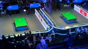 Players and crowd forced to evacuate at UK Snooker Championships in chaotic start to evening session