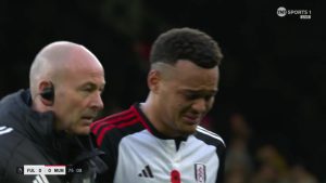 Fulham star Rodrigo Muniz breaks down in tears as he’s forced off with injury in Man Utd clash