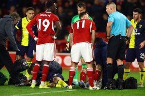 Panicked Forest and Bournemouth medics race onto pitch as Adam Smith suffers horror injury after clash of heads