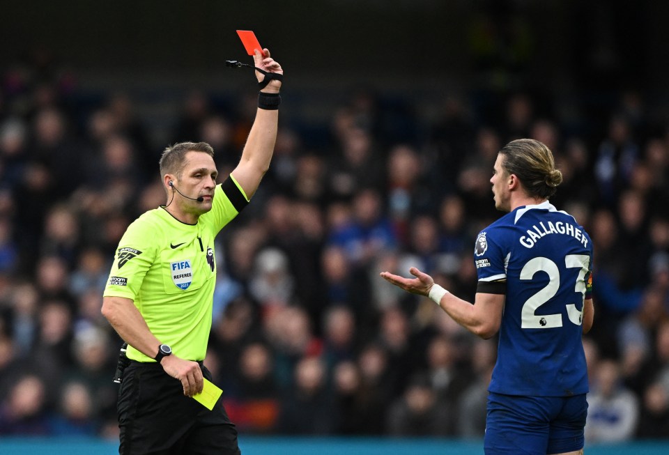 Chelsea fans believe captaincy is cursed as ‘brainless’ Conor Gallagher is sent off in Brighton clash