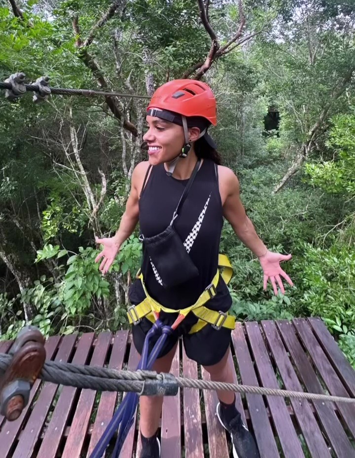 Alex Scott shares sweet video with Jess Glynne as they swim in caves, ride quad bikes and go ziplining on jungle holiday