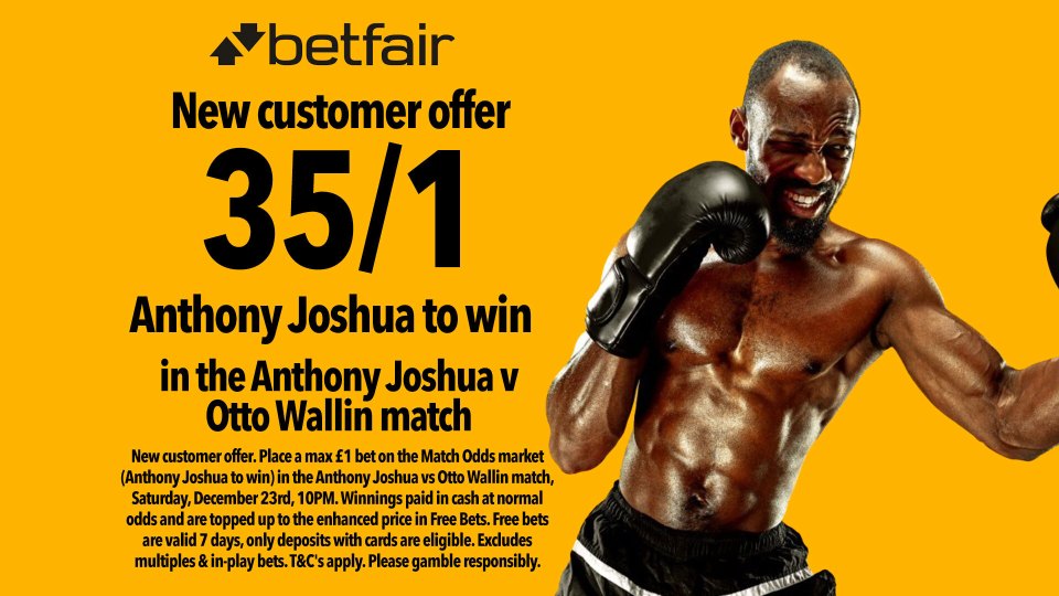 Anthony Joshua vs Otto Wallin odds: Get 35/1 for AJ to win Saturday’s fight with Betfair