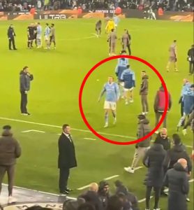 Watch moment cheeky Tottenham ace sets Erling Haaland off as Man City star goes ballistic in astonishing bust-up