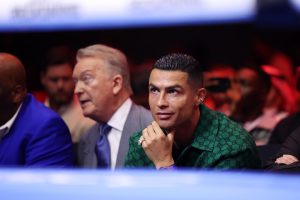 Cristiano Ronaldo reveals boxing is only his THIRD favourite sport as he sits next to Conor McGregor for Joshua v Wallin