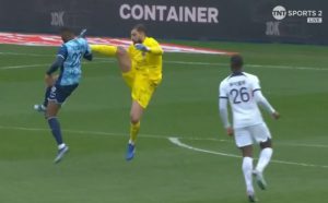 PSG goalkeeper Gianluigi Donnarumma gets sent off for horror kung-fu kick… and appears to claim HE was fouled