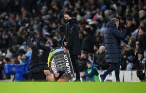 Sky Sports viewers in stitches as cameras spot Pep Guardiola doing his best Louis van Gaal impression after Spurs goal