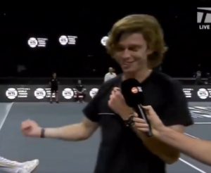 Cringe moment tennis star says he is ‘real father’ of rival’s daughter in live TV interview leaving fans in shock