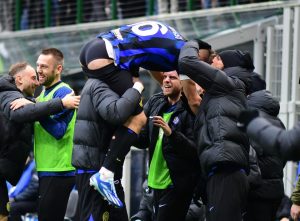 Inter star suffers awkward wardrobe malfunction on live TV after scoring late winner to extend lead at top of Serie A