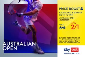 Australian Open offer – Raducanu & Draper to both win 2nd round matches boosted to 2/1 with Sky Bet