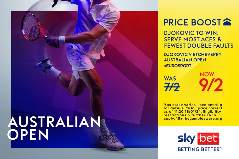 Australian Open odds boost: Djokovic to win, serve most aces & fewest double faults NOW 9/2 with Sky Bet