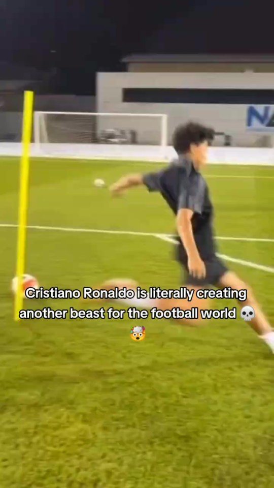 Cristiano Ronaldo Jr follows in dad’s footsteps with incredible free-kick in training session with Chelsea star