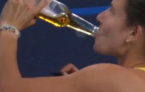 Watch Australian Open star Emma Navarro swig BEER on court as she instantly becomes a fan favourite