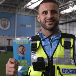 Love rat Kyle Walker tries his hand as a security guard in toe-curling Man City PR video shared on day he was dumped