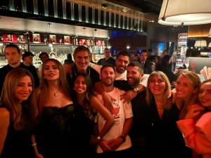 Lionel Messi and wife Antonela hang out with former Barcelona team-mates and glamorous Hollywood legend