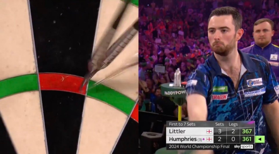 Luke Humphries falls victim to freak shot in tense World Darts Championship final against Luke Littler