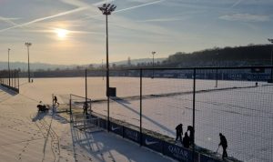 Champions League giants’ pitch and training ground completely buried under snow just days before Cup clash