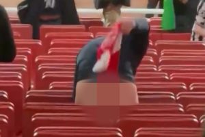 Half-naked Newcastle supporter performs lewd act with Arsenal scarf as fans disgusted