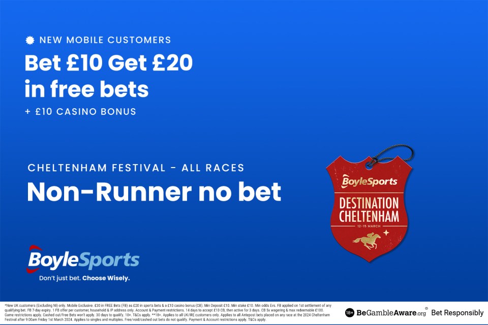 Cheltenham Festival 2024: Get £20 in free bets and £10 casino bonus with BoyleSports, plus Non-Runner No Bet special