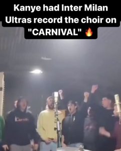 Moment ‘Inter Milan ultras sing on Kanye West’s new Vultures 1 album track Carnival – earning them song credit’