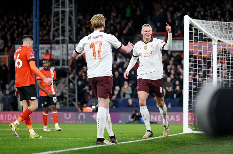 ‘Haaland & De Bruyne are gonna get Ten Hag sacked’, say Man Utd fans after City pair run riot in FA Cup mauling of Luton