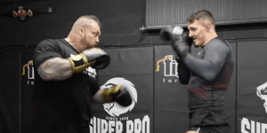 Former world’s strongest man Eddie Hall forces UFC superstar Tom Aspinall to tap out in stunning MMA session