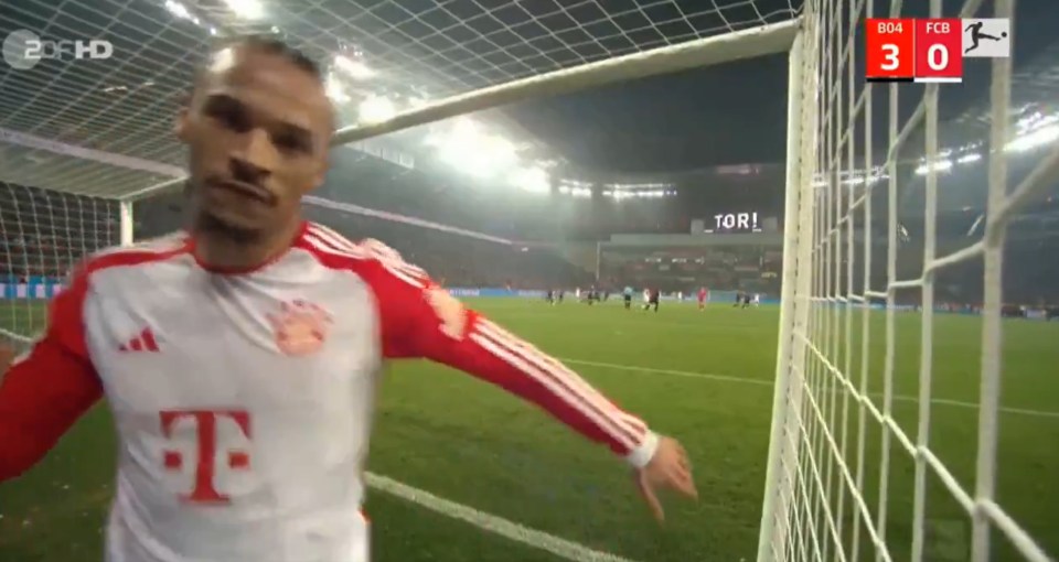 Leroy Sane PUNCHES TV camera after Bayern Munich concede third goal in devastating defeat to Bayer Leverkusen