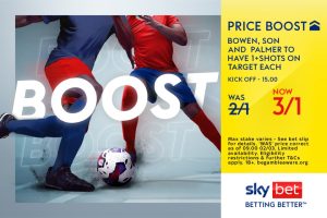 Premier League acca boost: Get Bowen, Son and Palmer to have 1+ shot on target each at 3/1 with Sky Bet