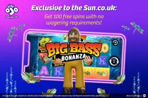 Sun readers get exclusive 100 FREE SPINS with no wagering requirements when you deposit £10 with PlayOJO