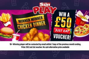 Win a £50 Just Eat Voucher every month with The Sun Play