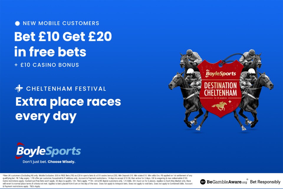 Cheltenham Festival 2024: Get £20 in free bets and £10 casino bonus with BoyleSports, plus extra place races every day