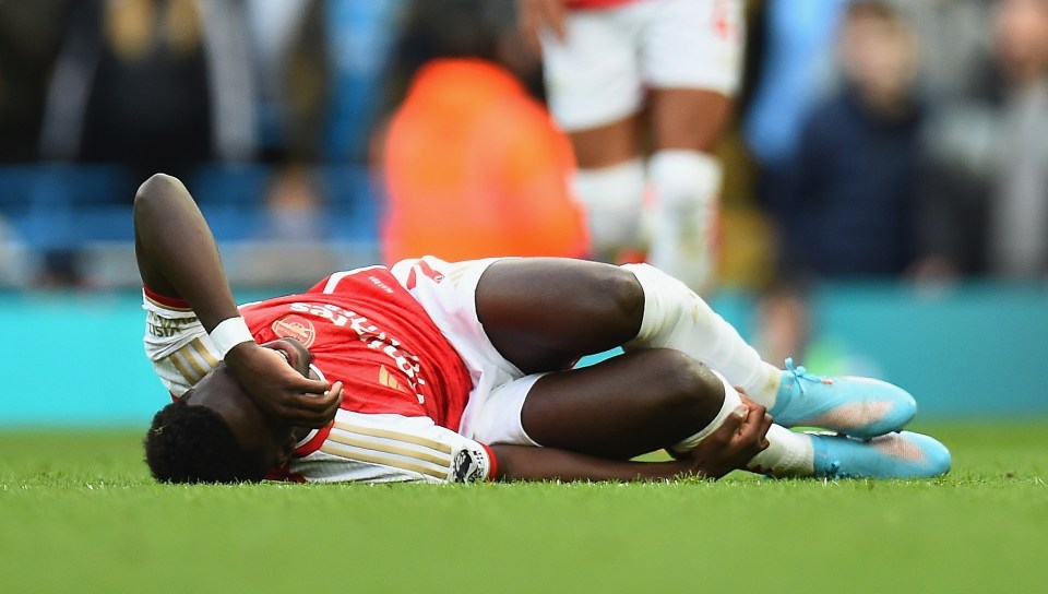 Arsenal injury fears as Bukayo Saka limps off vs Man City ahead of Champions League and Premier League title run-in