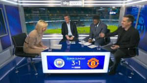 ‘Are you winding me up here?’ says Gary Neville as he spots Micah Richards’ reaction to his Man Utd analysis