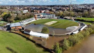 Iconic British cricket ground engulfed in water as flooding wreaks havoc just three days before new season begins