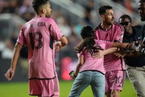 Lionel Messi fan invades pitch during Inter Miami game as security snatch them away in chaotic MLS scenes