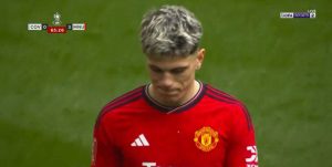 Man Utd star Alejandro Garnacho shakes his head after being subbed by Ten Hag and stats show he has a point