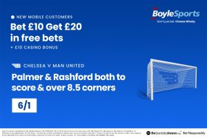 Chelsea vs Man Utd: Get £20 in free bets and £10 casino bonus with BoyleSports, plus 6/1 price boost