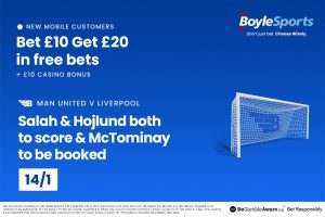 Man Utd vs Liverpool: Get £20 in free bets and £10 casino bonus with BoyleSports, plus huge price boost for showdown