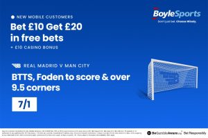 Real Madrid vs Man City: Get £20 in free bets and £10 casino bonus with BoyleSports, plus Phil Foden boost for showdown